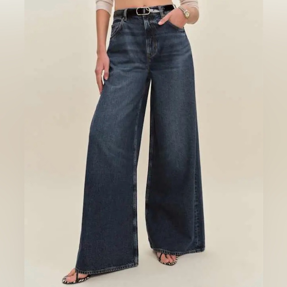 Reformation Addyson high rise wide leg jeans 27 ozark blue rigid denim NWT - Picture 14 of 15
